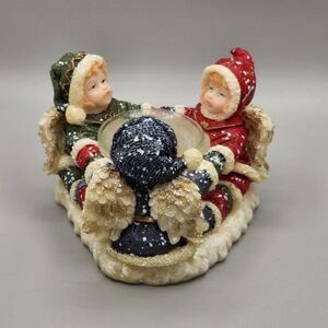 Vintage Snow Angel Trio Votive Candle Holder Frosted Christmas Holiday Winter